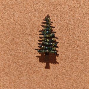 Green Beaded Tree Brooch